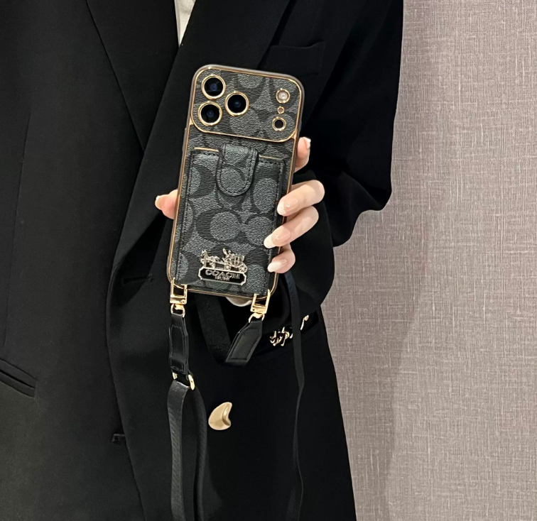 🌟 Electroplated Luxury Flip Card Holder Phone Case