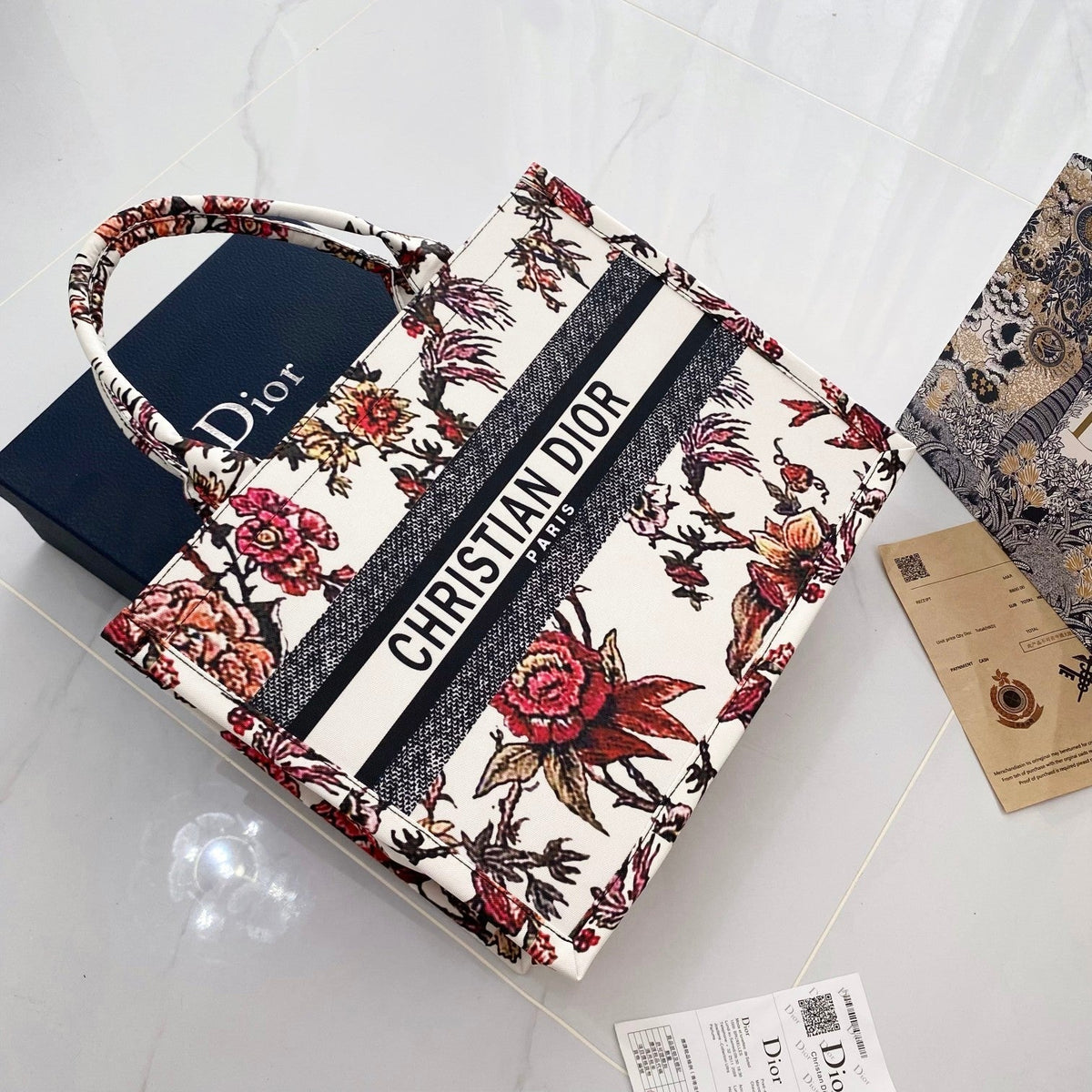 Floral Print Large Tote Bag