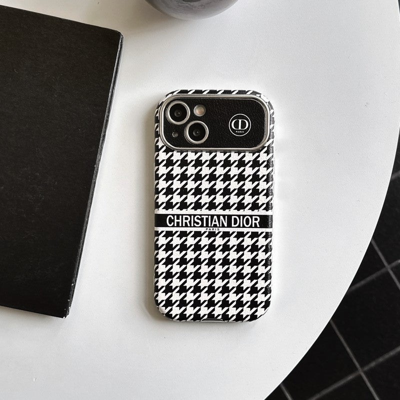 Fashion White & Brown Color Leather iPhone Case