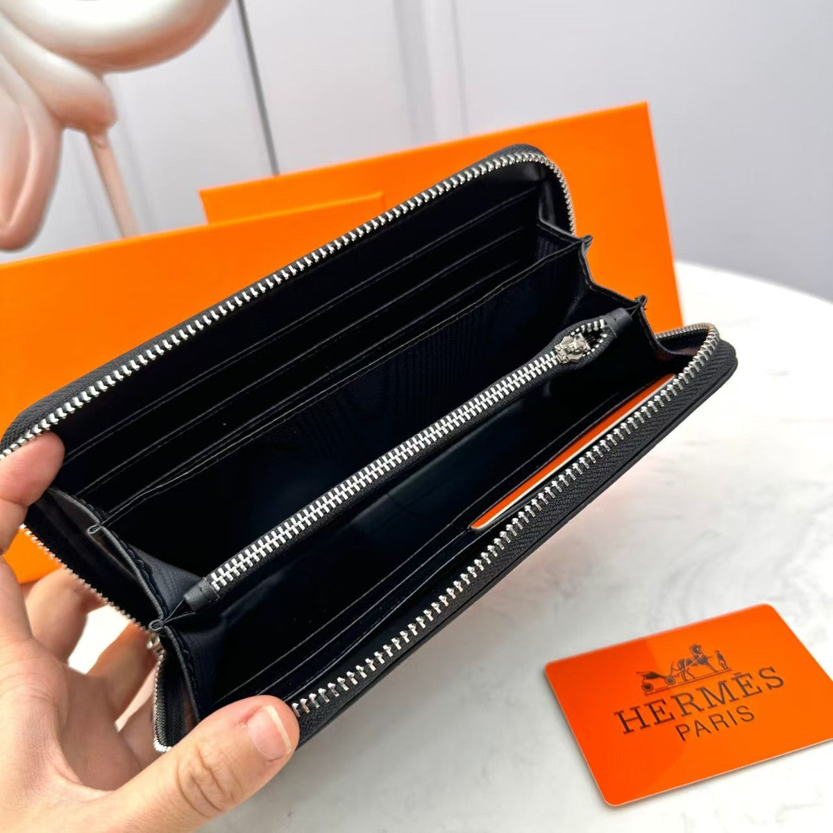 Embossed Leather Zip-Around Wallet