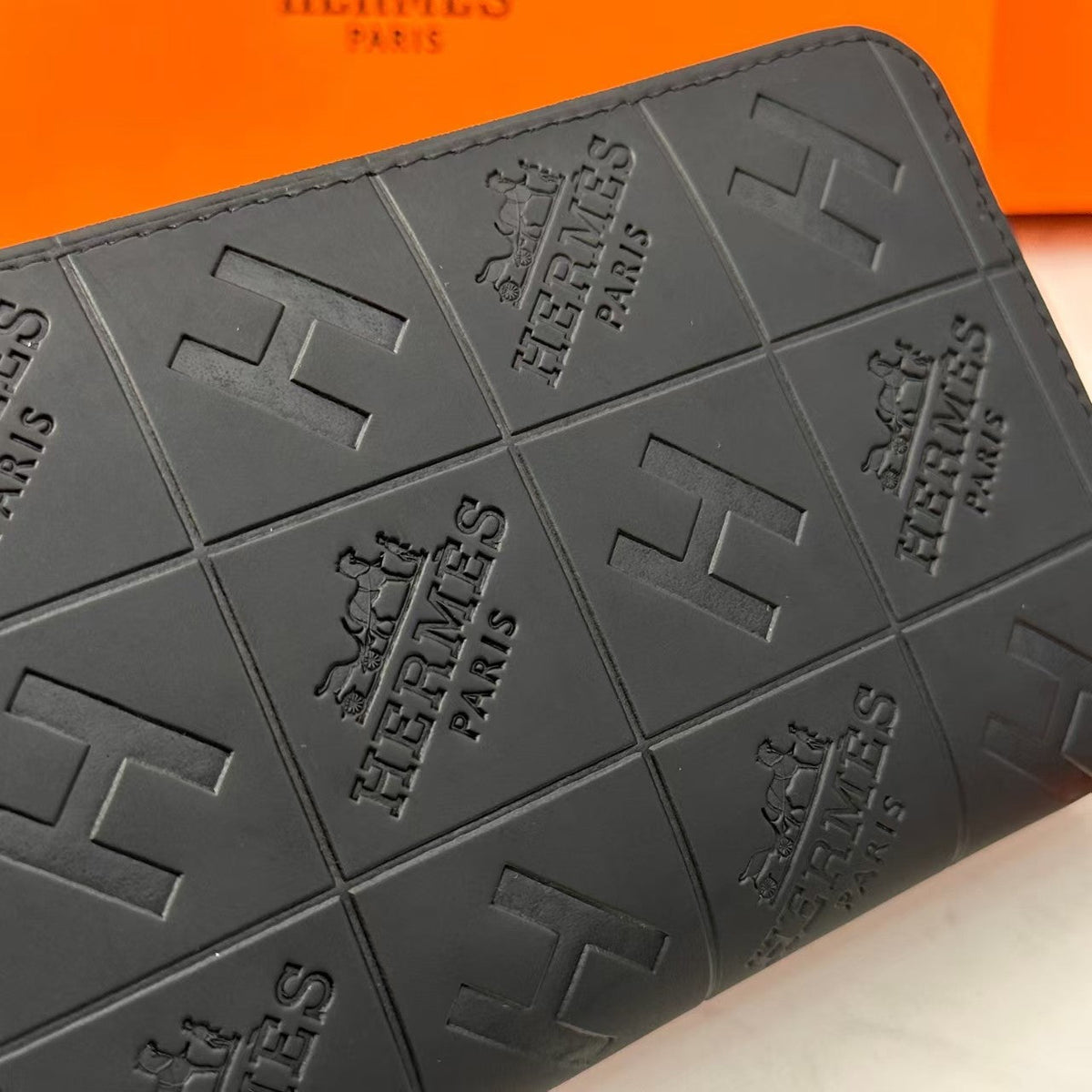Embossed Leather Zip-Around Wallet