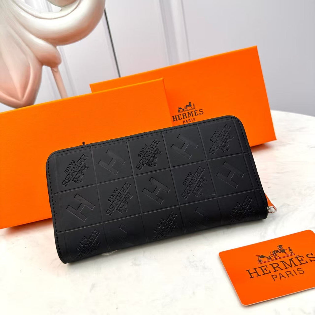 Embossed Leather Zip-Around Wallet