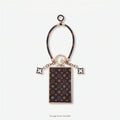 Monogram Card Holder Key chain with  Chain — Vintage Brown & Gold Tone accessories