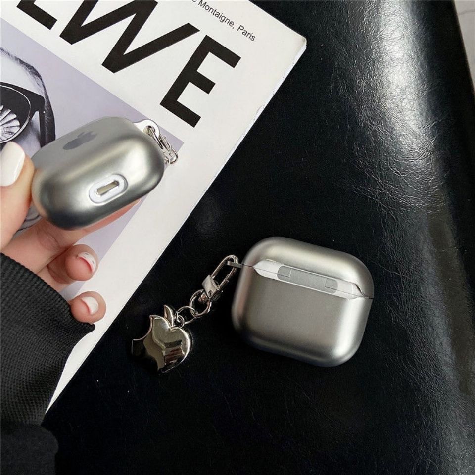 🖤Classic Metallic Liquid Silver Apple ear case