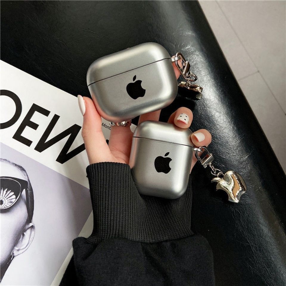 🖤Classic Metallic Liquid Silver Apple ear case