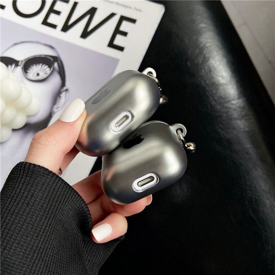 🖤Classic Metallic Liquid Silver Apple ear case