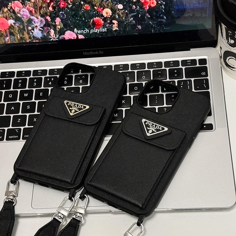 🖤 Triangle Logo Leather Case