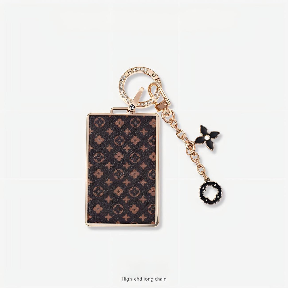 Monogram Card Holder Key chain with  Chain — Vintage Brown & Gold Tone accessories