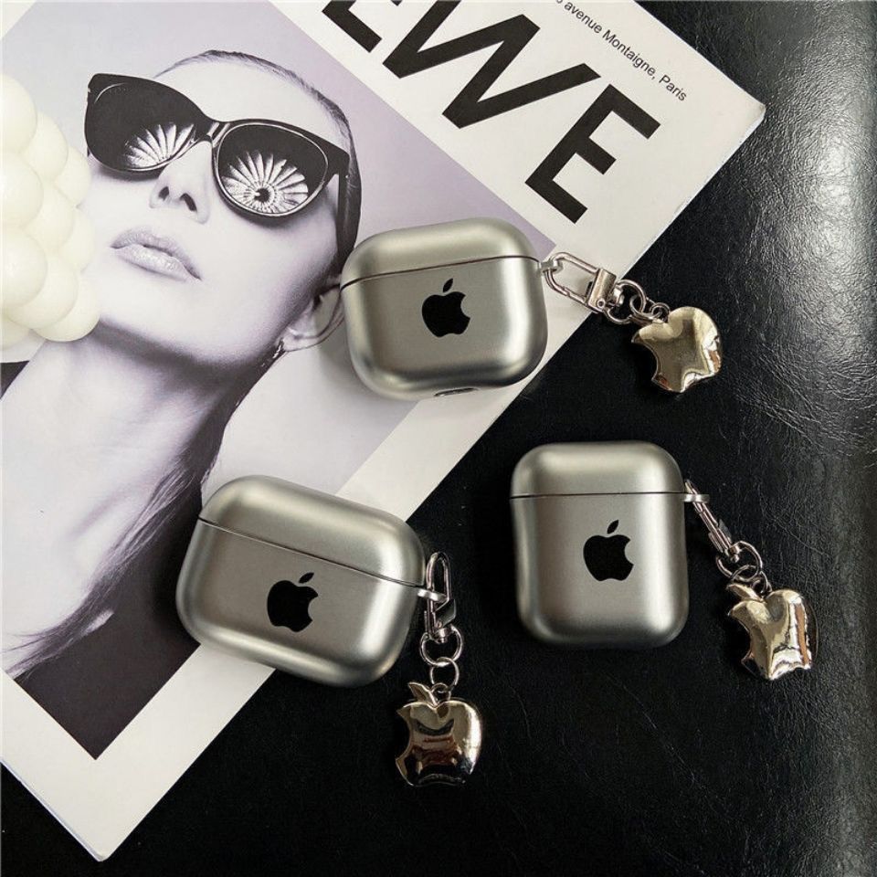 🖤Classic Metallic Liquid Silver Apple ear case