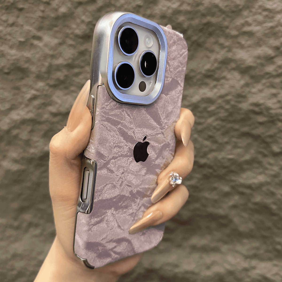 Velvet Snow Texture iPhone Case with Electroplated Frame