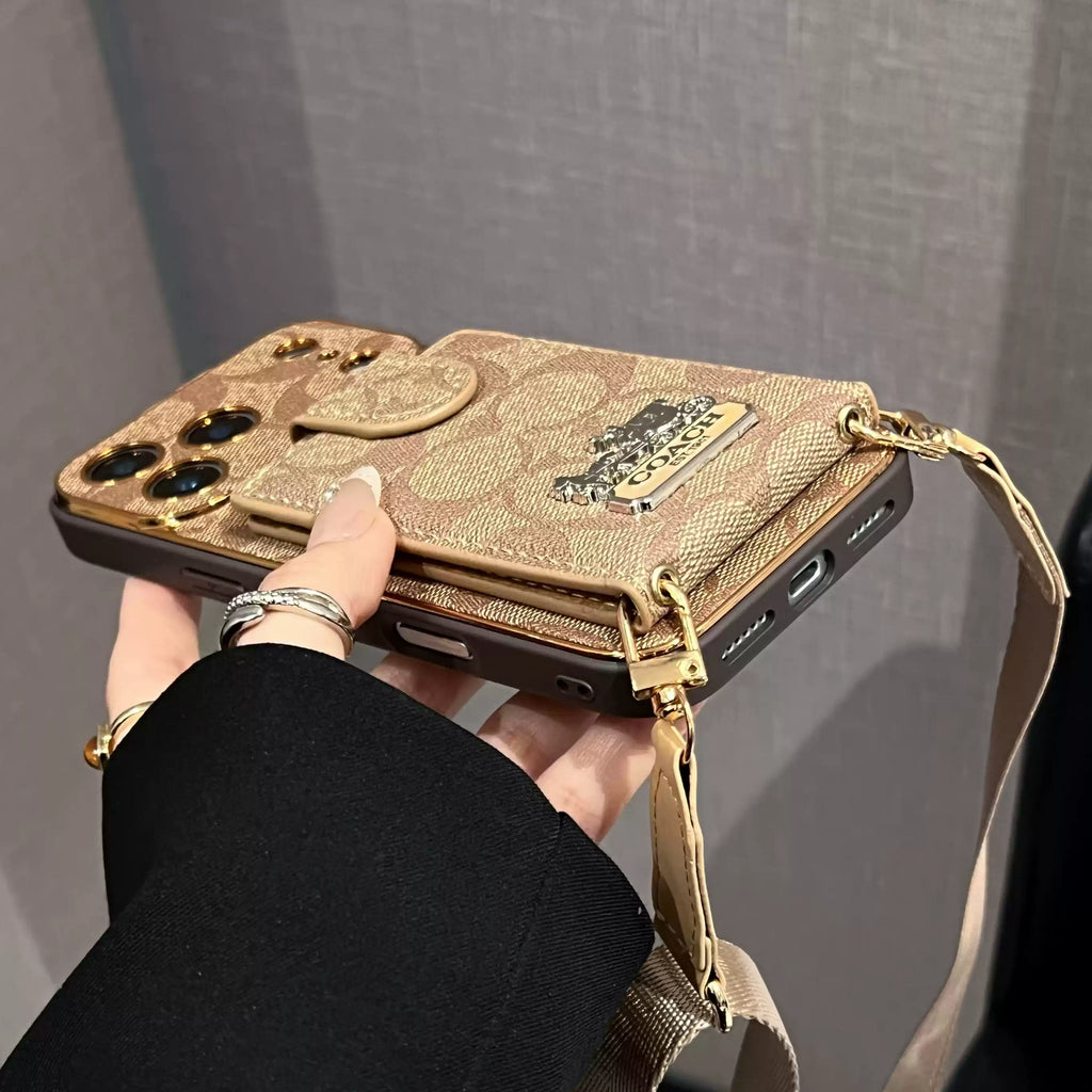 🌟 Electroplated Luxury Flip Card Holder Phone Case