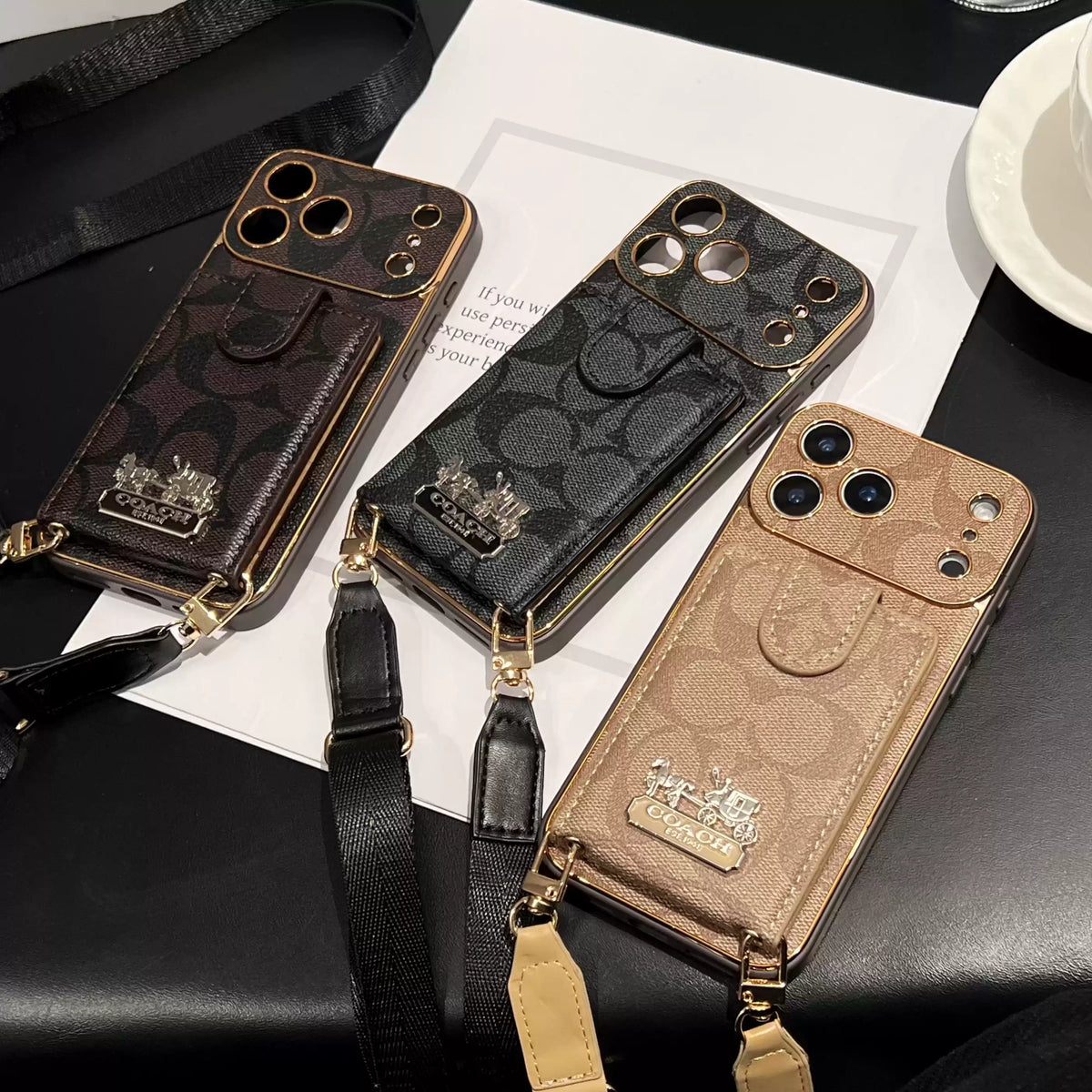 🌟 Electroplated Luxury Flip Card Holder Phone Case
