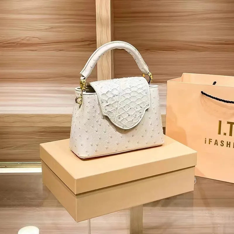 ✨ Luxury High-End Handbag - Spring Fashion Ostrich Pattern Crossbody Shoulder Bag 🌸