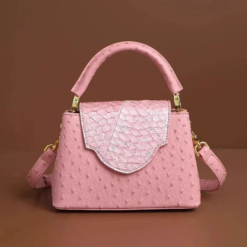 ✨ Luxury High-End Handbag - Spring Fashion Ostrich Pattern Crossbody Shoulder Bag 🌸