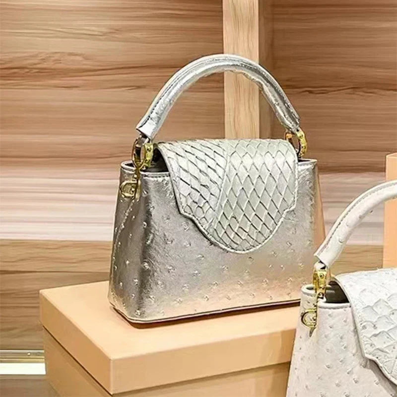 ✨ Luxury High-End Handbag - Spring Fashion Ostrich Pattern Crossbody Shoulder Bag 🌸