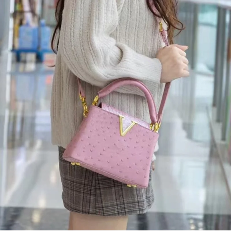 ✨ Luxury High-End Handbag - Spring Fashion Ostrich Pattern Crossbody Shoulder Bag 🌸