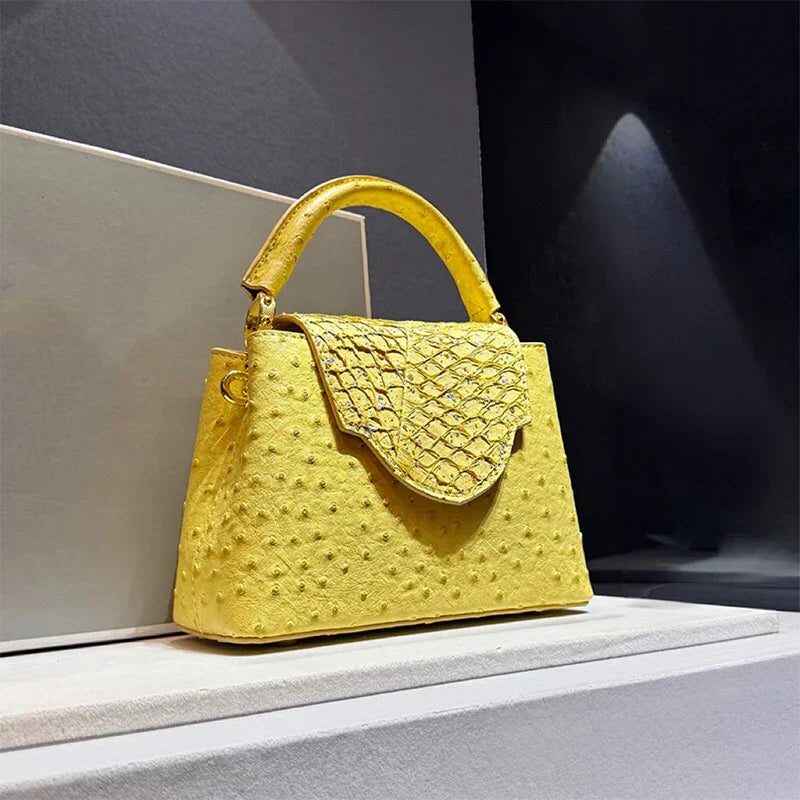 ✨ Luxury High-End Handbag - Spring Fashion Ostrich Pattern Crossbody Shoulder Bag 🌸