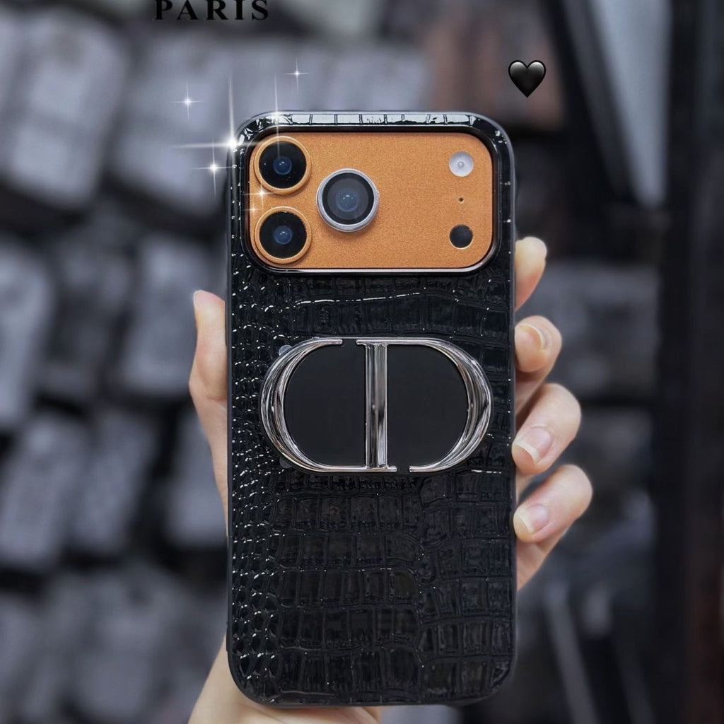 Old Money Crocodile Leather Phone Case with Mirror Stand ✨🐊