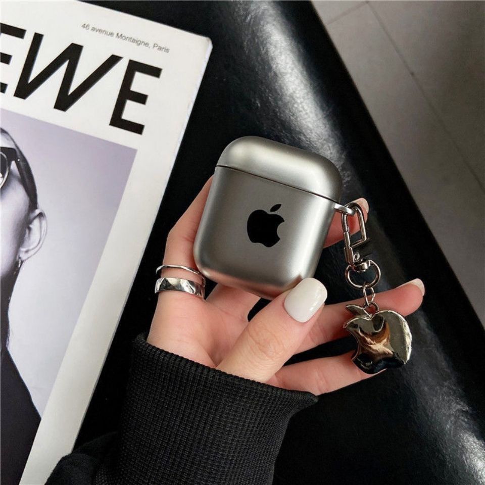 🖤Classic Metallic Liquid Silver Apple ear case