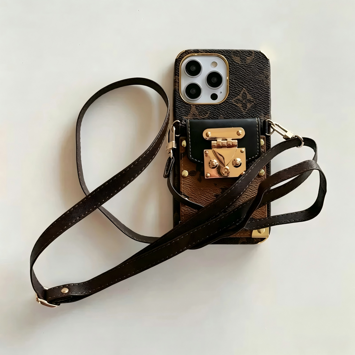 Luxury Brown Crossbody Chain iPhone Case
