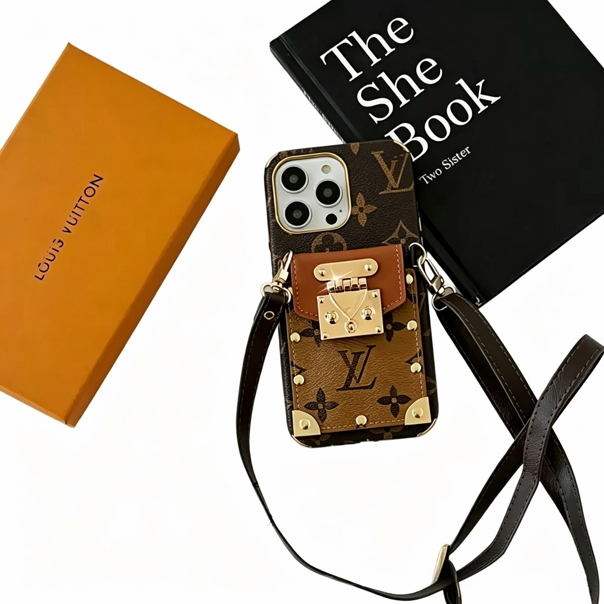 Luxury Brown Crossbody Chain iPhone Case