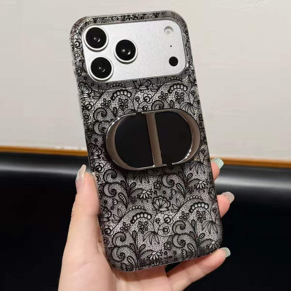 🌹 Lace Luxury Phone Case · Mirror + Stand 3-in-1