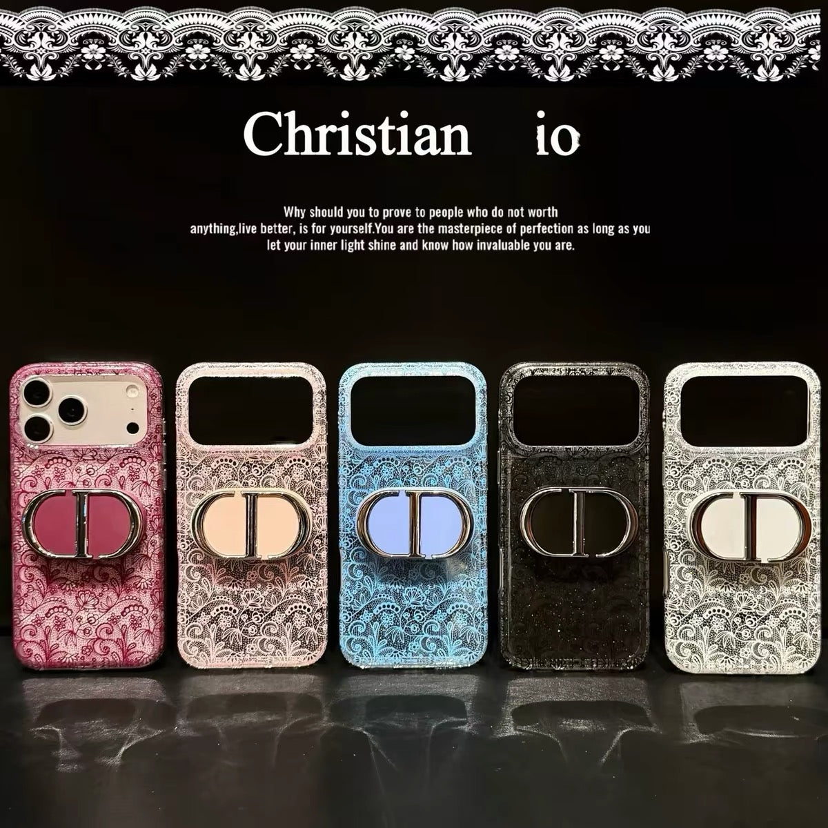 🌹 Lace Luxury Phone Case · Mirror + Stand 3-in-1