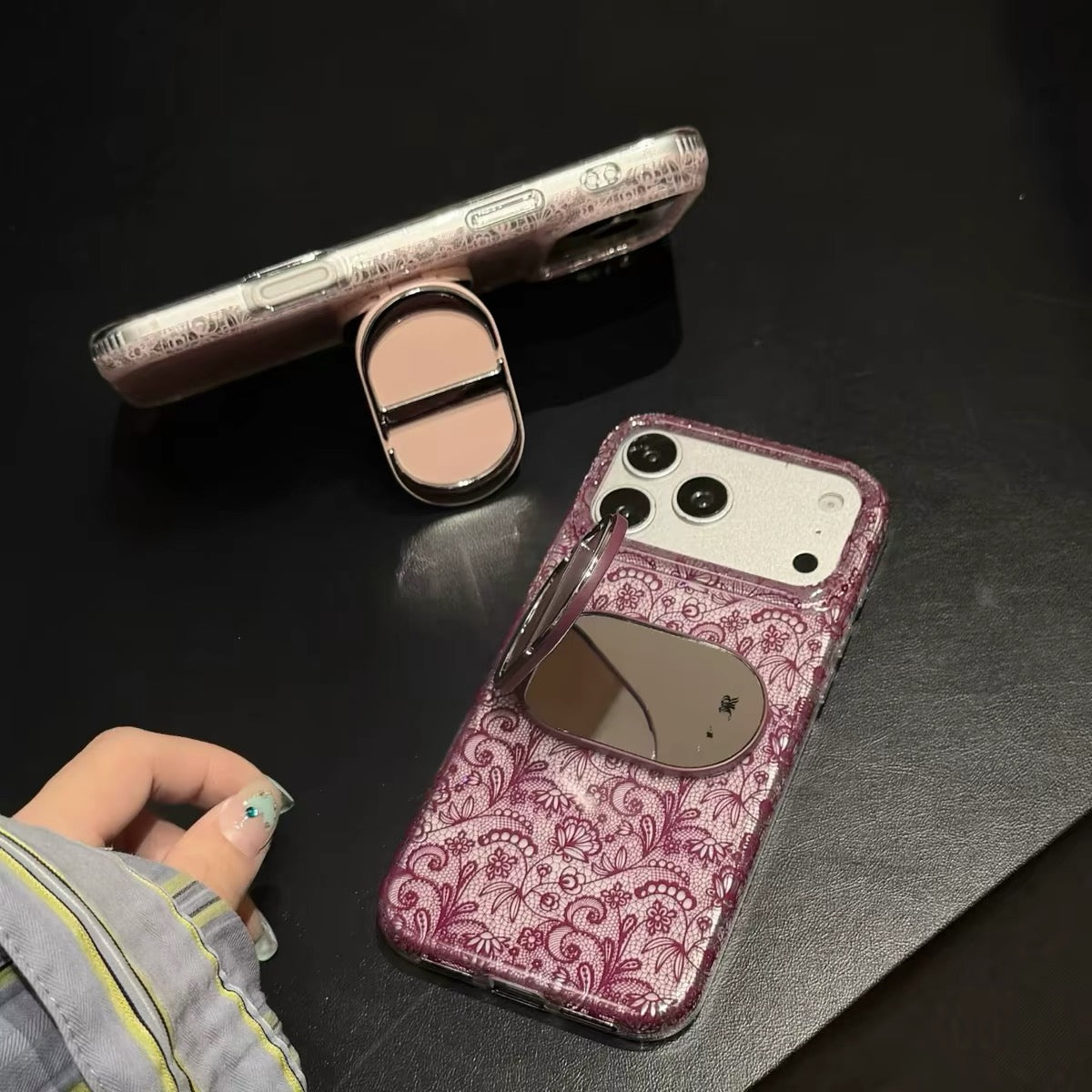 🌹 Lace Luxury Phone Case · Mirror + Stand 3-in-1