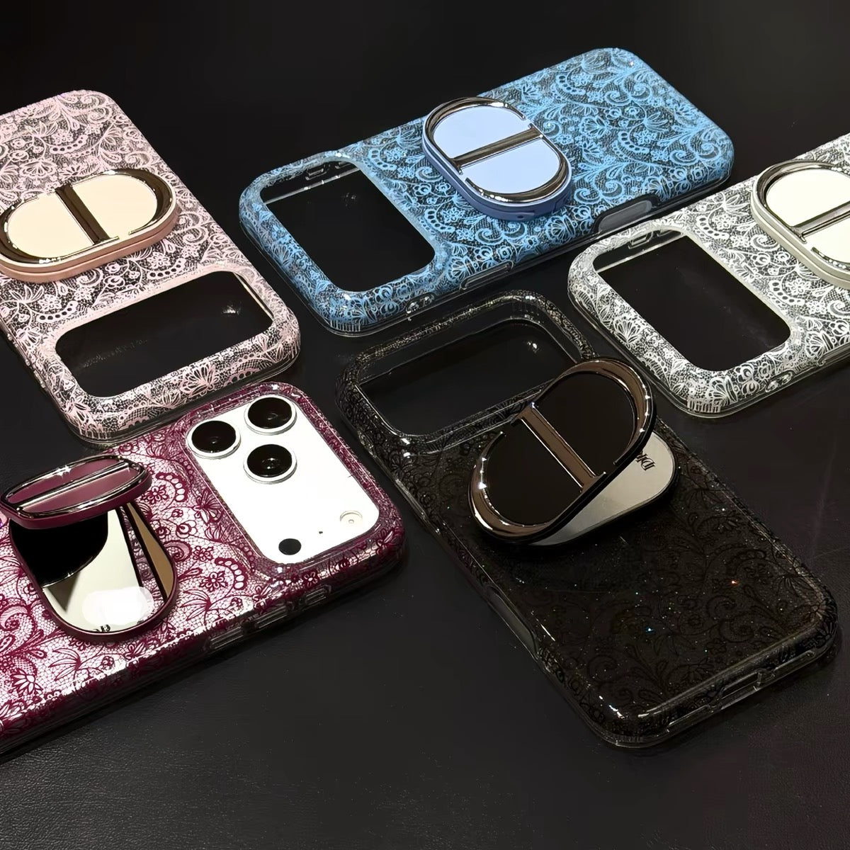 🌹 Lace Luxury Phone Case · Mirror + Stand 3-in-1