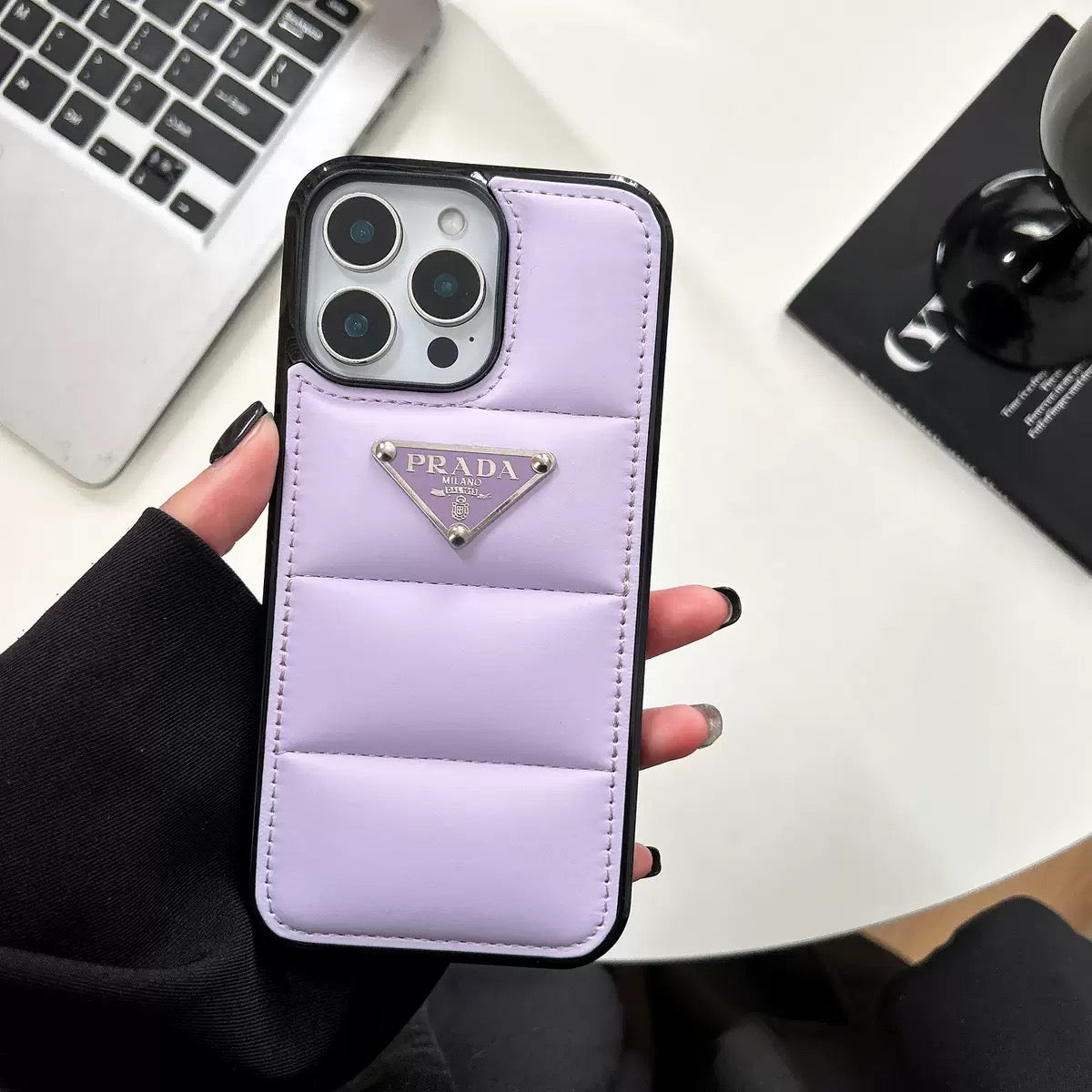 ☁️Luxury Puffer Quilted Case | Triangle Logo△