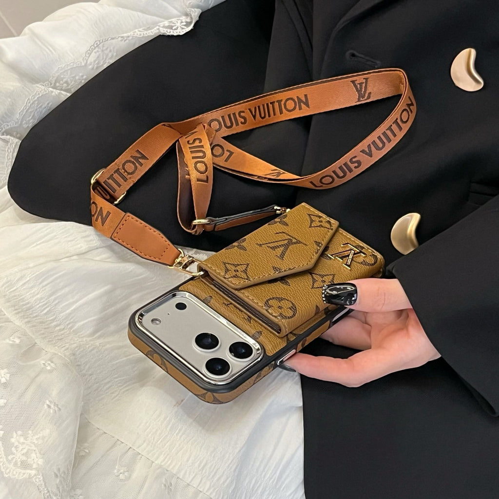 Stylish Monogram Crossbody Case - Multi-Card Wallet Design