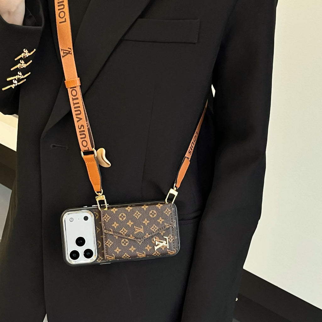 Stylish Monogram Crossbody Case - Multi-Card Wallet Design
