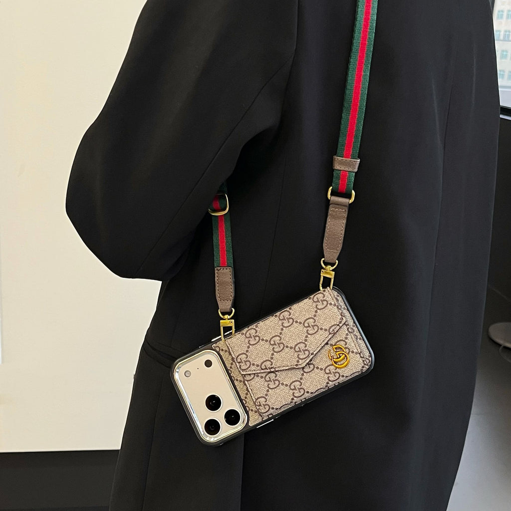 Stylish Monogram Crossbody Case - Multi-Card Wallet Design