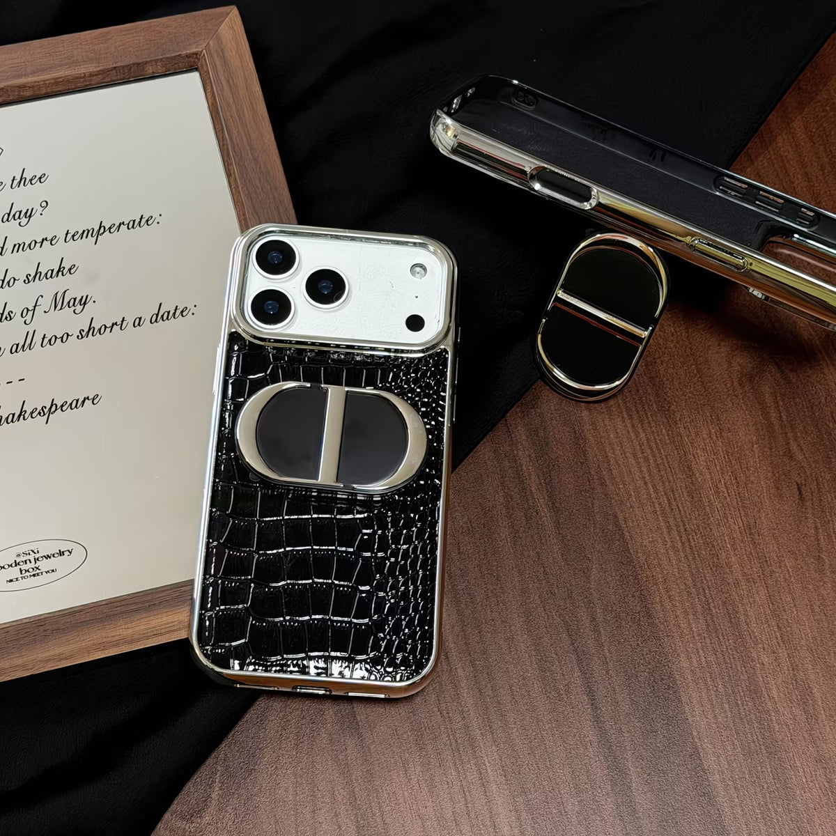 Old Money Crocodile Leather Phone Case with Mirror Stand ✨🐊