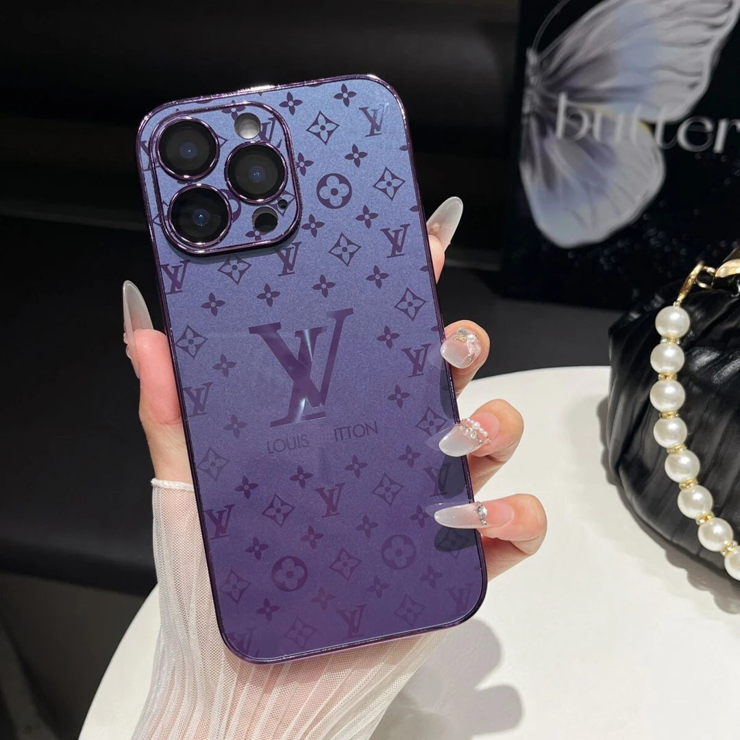 Kenaist Luxe Violet Glass Monogram iPhone Case – Slim Tempered Glam
