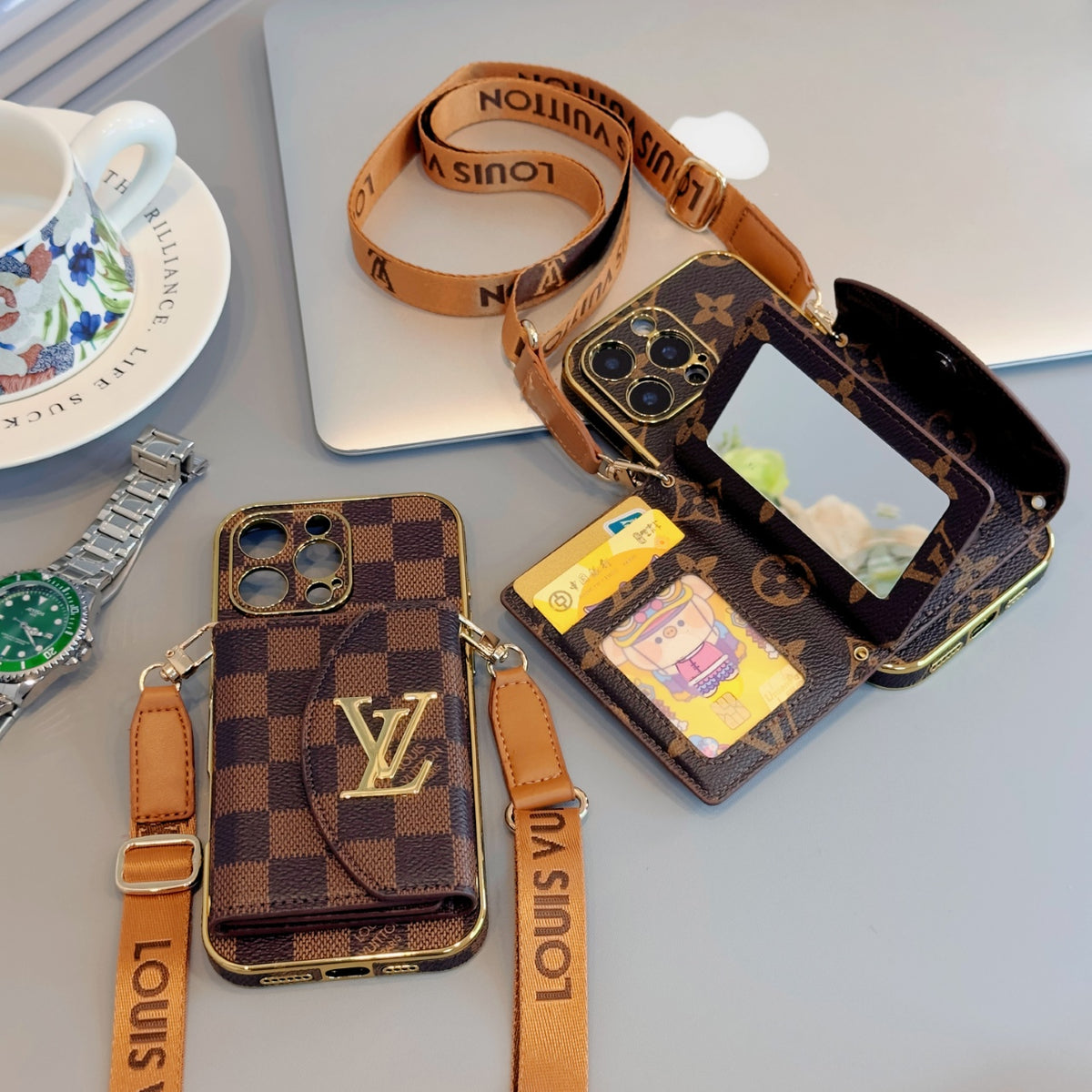 Vintage Elegance · Mirror Card Holder Crossbody Case ✨