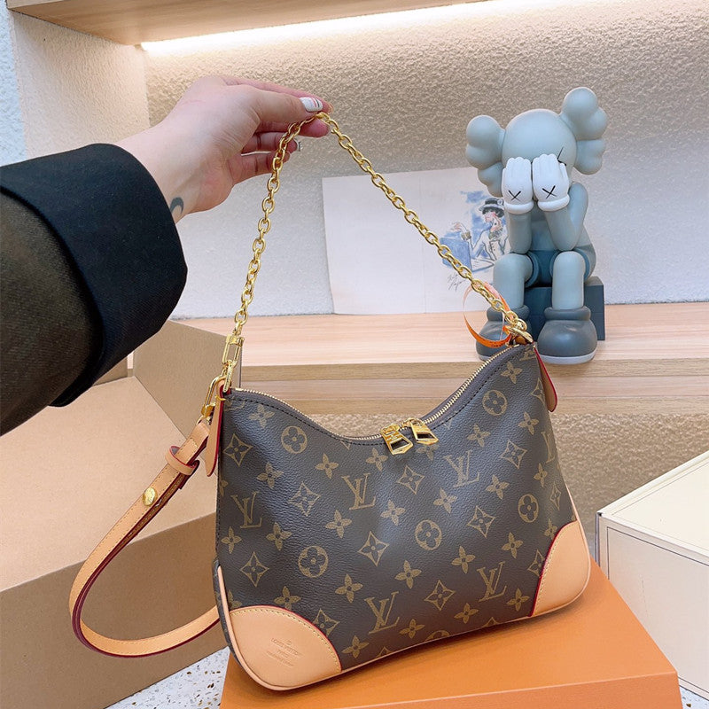 Classic Print Crescent Chain Bag